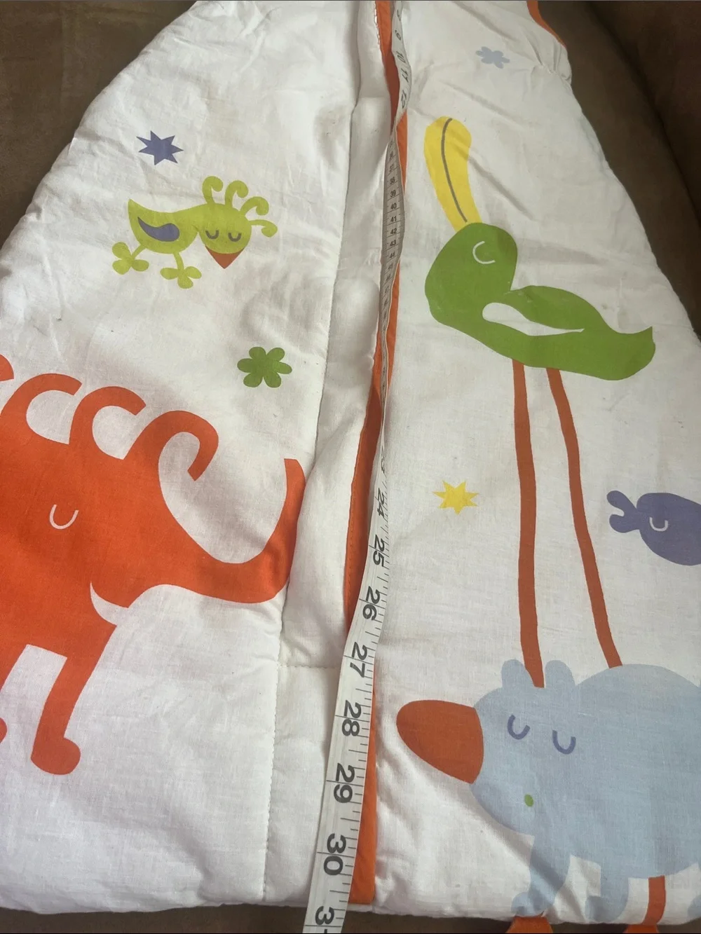 IKEA Kids White Sleep Sack with Orange Trim and Animal Print